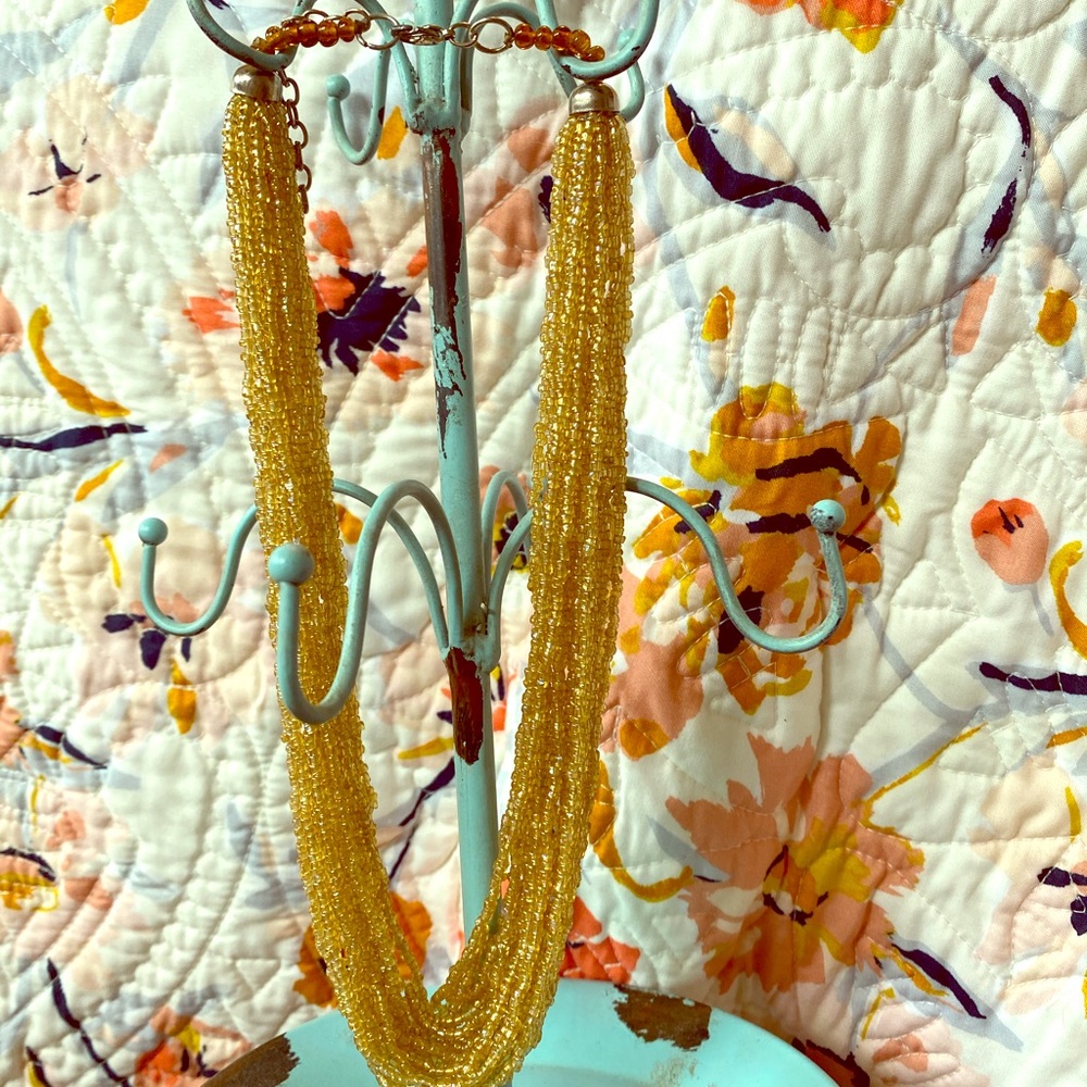Chunky Mustard Beaded Necklace